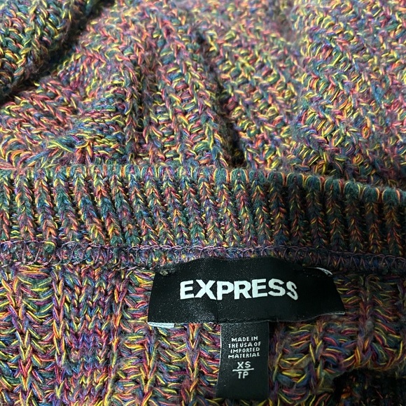 Express Sweater Womens XS Knit Twisted Open Back Red Multicolor Hippie Fall - Picture 11 of 15